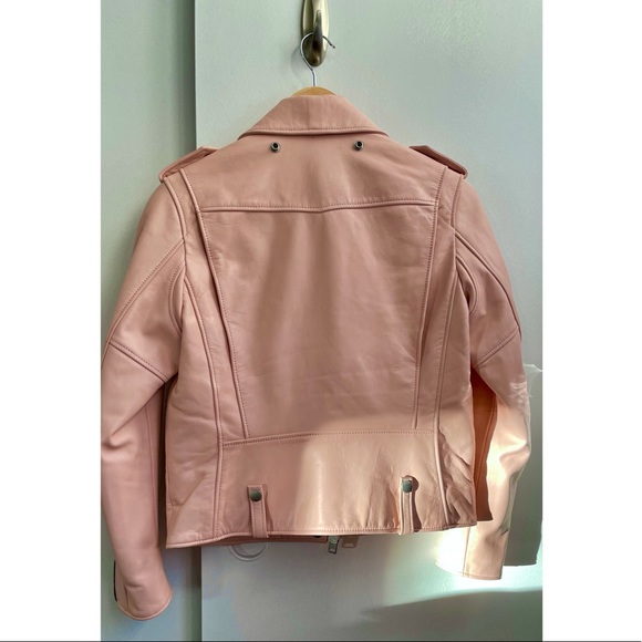Blush pink Coach leather moto jacket - Picture 3 of 4